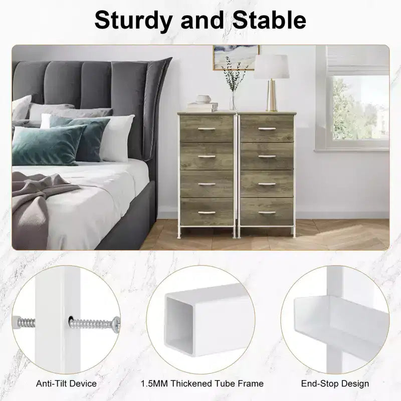 Cozy Tall Dresser with Sturdy Metal Frame 4/5-Drawer Fabric Dresser, Storage Organizer for Living Room, Closets and Bedroom