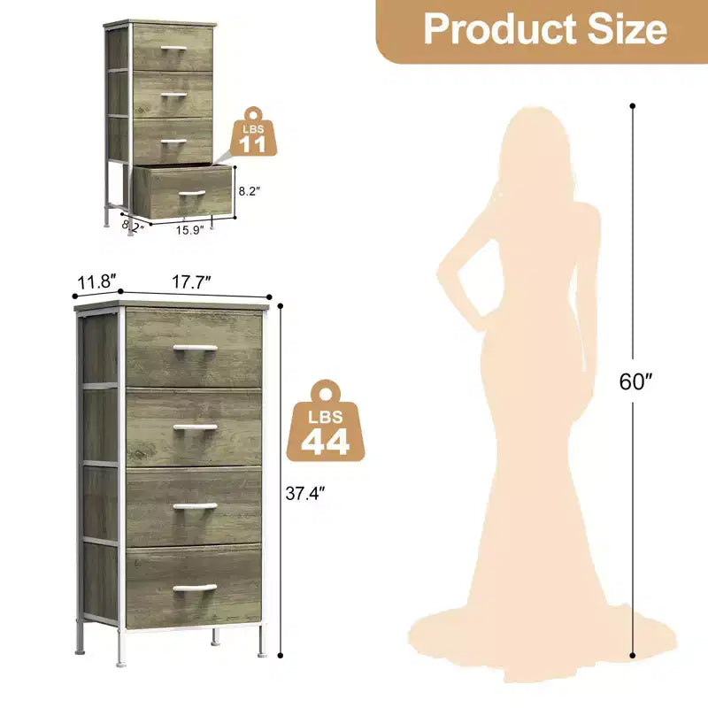 Cozy Tall Dresser with Sturdy Metal Frame 4/5-Drawer Fabric Dresser, Storage Organizer for Living Room, Closets and Bedroom