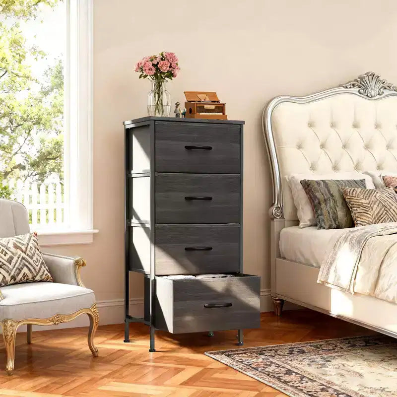 Cozy Tall Dresser with Sturdy Metal Frame 4/5-Drawer Fabric Dresser, Storage Organizer for Living Room, Closets and Bedroom