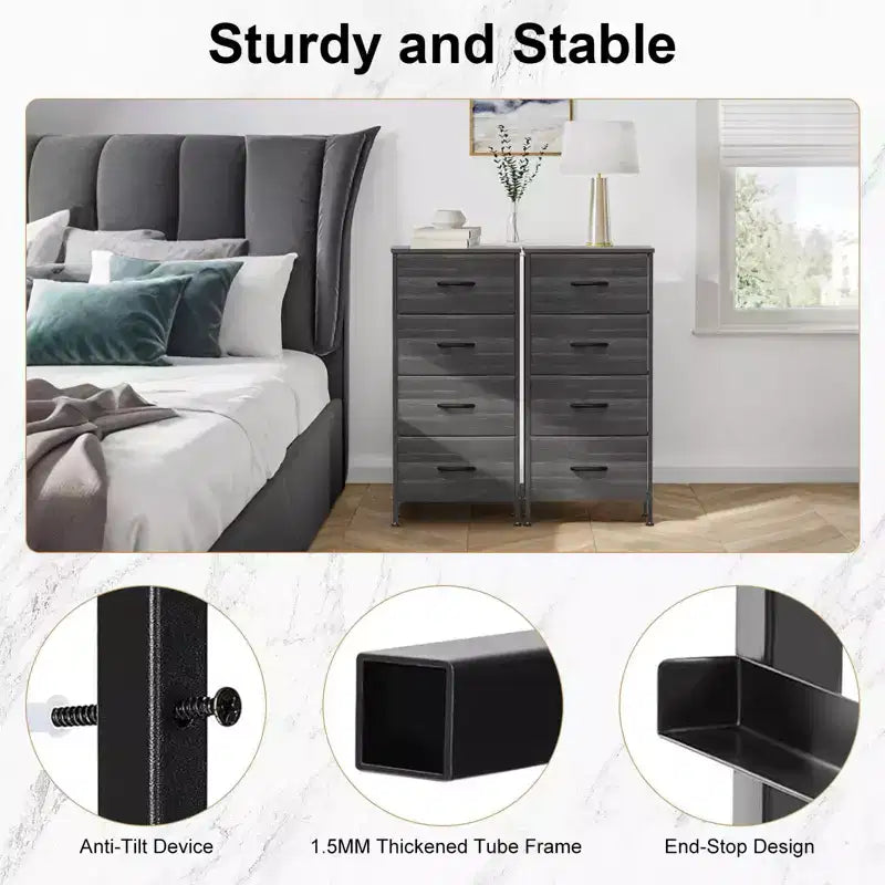 Cozy Tall Dresser with Sturdy Metal Frame 4/5-Drawer Fabric Dresser, Storage Organizer for Living Room, Closets and Bedroom