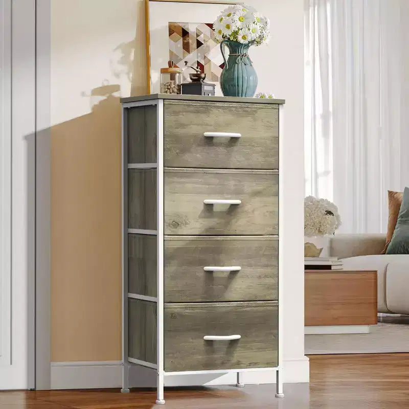 Cozy Tall Dresser with Sturdy Metal Frame 4/5-Drawer Fabric Dresser, Storage Organizer for Living Room, Closets and Bedroom