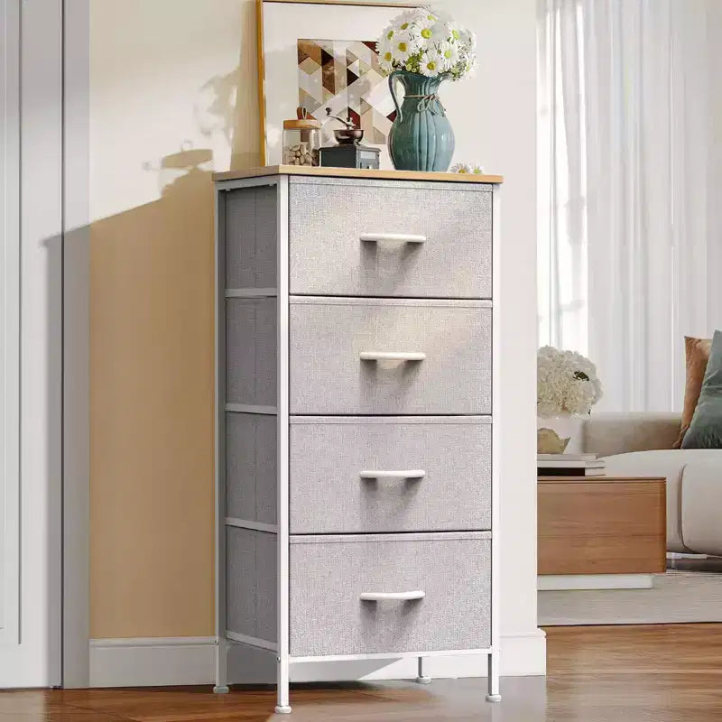 Cozy Tall Dresser with Sturdy Metal Frame 4/5-Drawer Fabric Dresser, Storage Organizer for Living Room, Closets and Bedroom