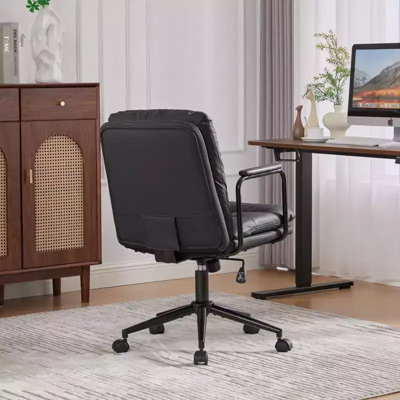 TUYOHW Classic Swivel Office Chair,40Reclining Computer Desk with PU Fabric and Optional Plush Foam Filling,Ergonomic Home Desk Chairs with Wheels