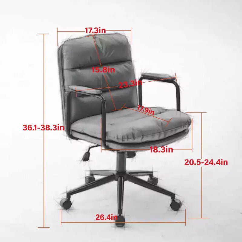 TUYOHW Classic Swivel Office Chair,40Reclining Computer Desk with PU Fabric and Optional Plush Foam Filling,Ergonomic Home Desk Chairs with Wheels