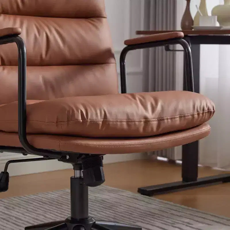 TUYOHW Classic Swivel Office Chair,40Reclining Computer Desk with PU Fabric and Optional Plush Foam Filling,Ergonomic Home Desk Chairs with Wheels