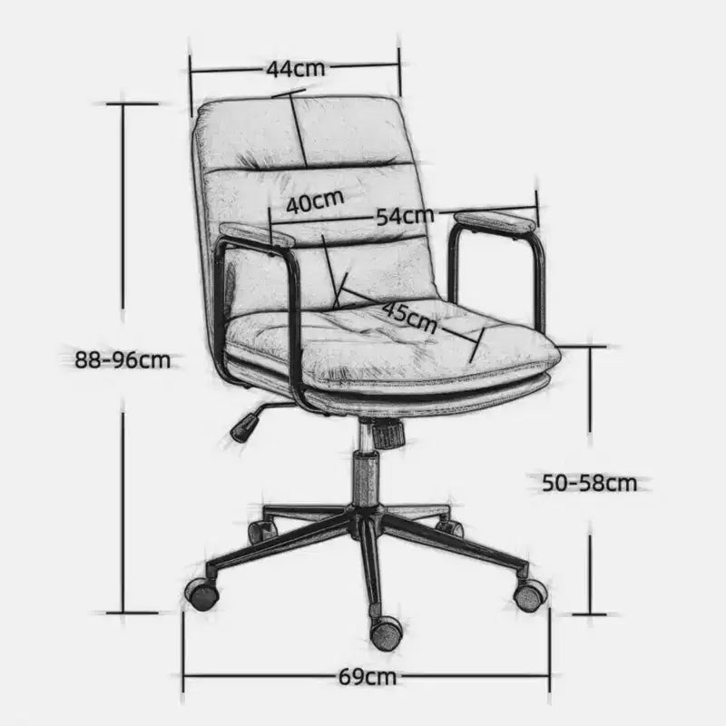 TUYOHW Classic Swivel Office Chair,40Reclining Computer Desk with PU Fabric and Optional Plush Foam Filling,Ergonomic Home Desk Chairs with Wheels