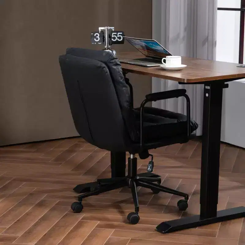TUYOHW Classic Swivel Office Chair,40Reclining Computer Desk with PU Fabric and Optional Plush Foam Filling,Ergonomic Home Desk Chairs with Wheels
