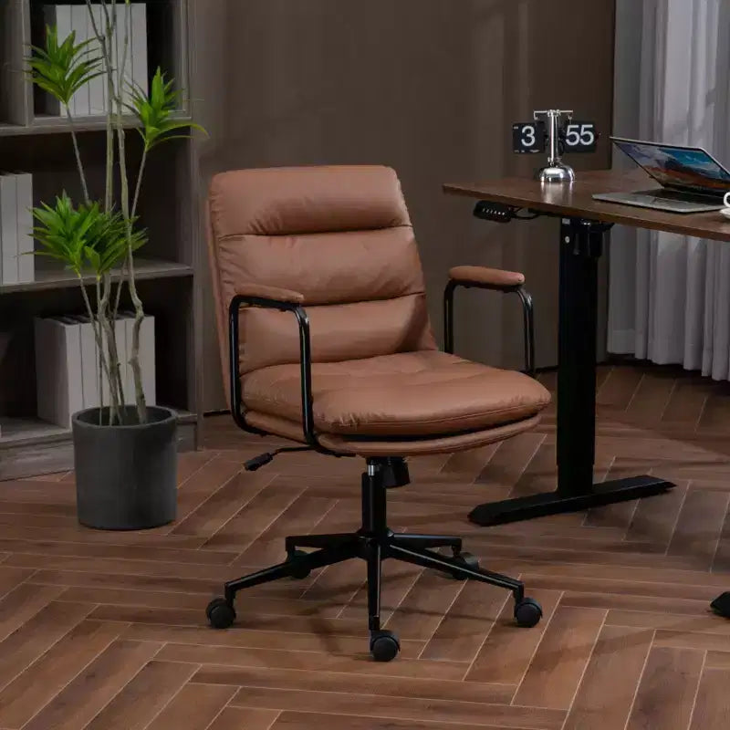 TUYOHW Classic Swivel Office Chair,40Reclining Computer Desk with PU Fabric and Optional Plush Foam Filling,Ergonomic Home Desk Chairs with Wheels