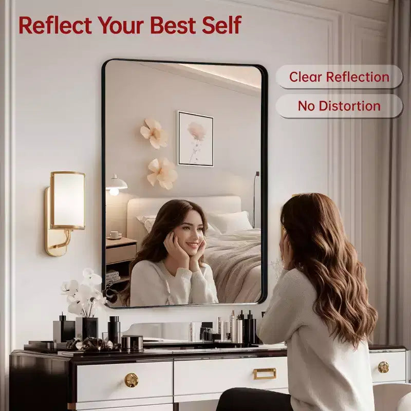 Sumerain 20X30'' Wall Mount Bathroom Vanity Mirrors, Aluminum Frame Vertical Horizontal Hanging
