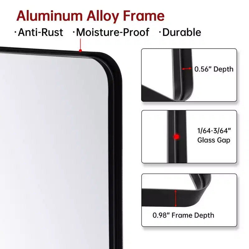 Sumerain 20X30'' Wall Mount Bathroom Vanity Mirrors, Aluminum Frame Vertical Horizontal Hanging