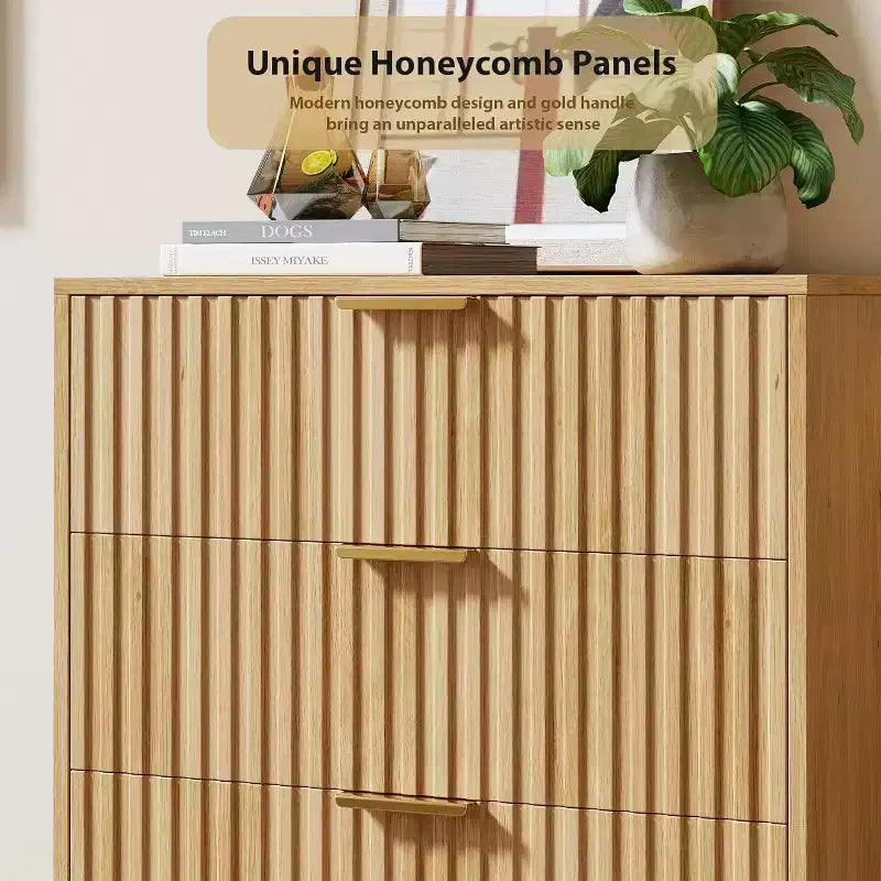 Acekool 5 Drawer Dresser, 48 Tall Modern Fluted Chest with Deep Wide Storage for Bedroom, Living Room, Hallway, Kids Room