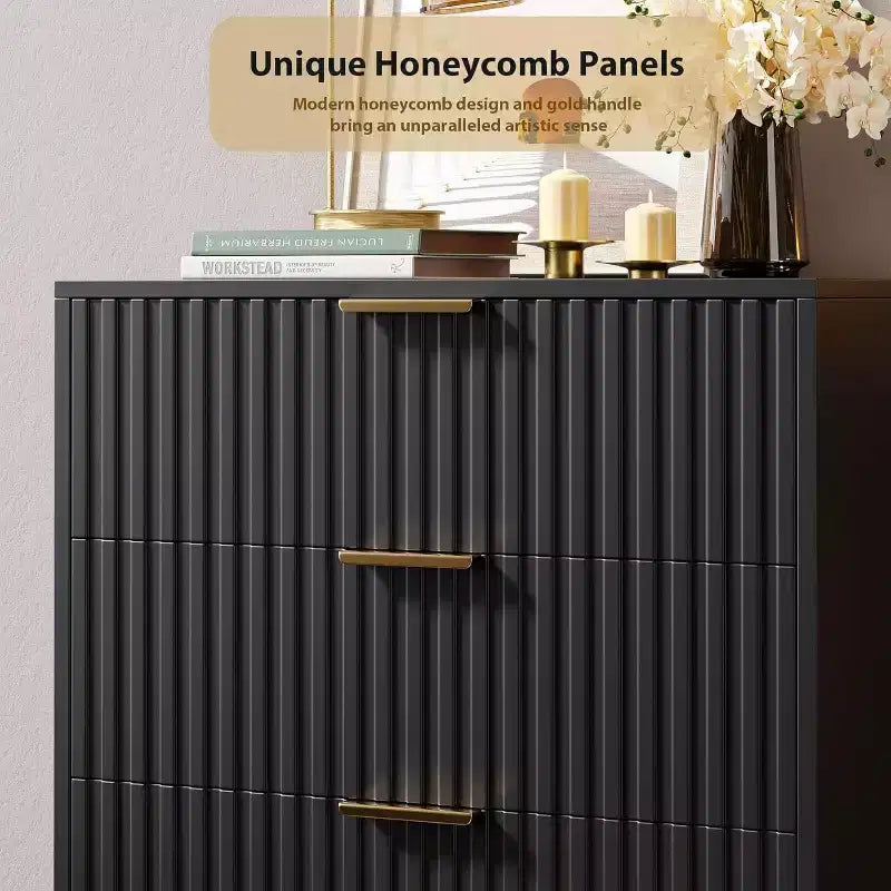 Acekool 5 Drawer Dresser, 48 Tall Modern Fluted Chest with Deep Wide Storage for Bedroom, Living Room, Hallway, Kids Room
