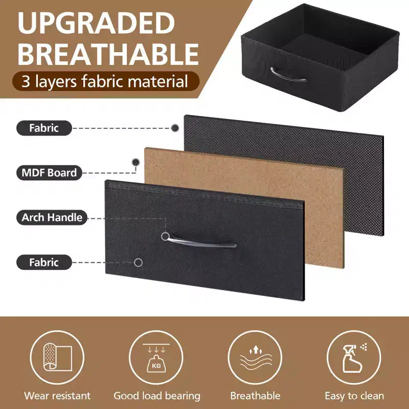 TUYOHW LED Light Strip Nightstand with 3/4/5 Fabric Drawers,Bedside Table with Charging Station & Open Shelf Storage,End Table for Bedroom,Entryway