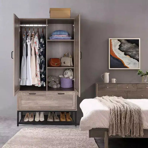 Armoire Vintage Gray 2 Doors 2 Drawers