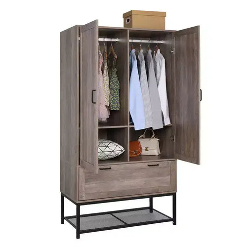 Armoire Vintage Gray 2 Doors 2 Drawers