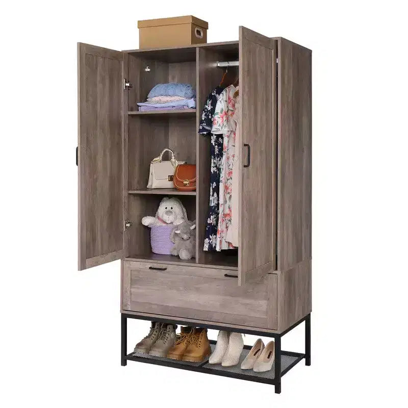 Armoire Vintage Gray 2 Doors 2 Drawers