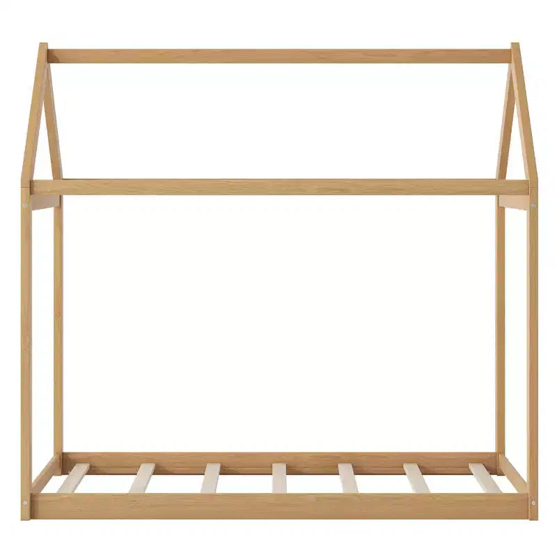 TUYOHW House Floor Bed Solid Pine Wood Frame,Twin Size Kids Montessori Bed with Slats Support,400lbs Capacity,No Box Spring Required