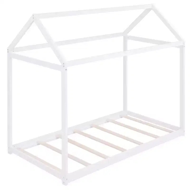 TUYOHW House Floor Bed Solid Pine Wood Frame,Twin Size Kids Montessori Bed with Slats Support,400lbs Capacity,No Box Spring Required