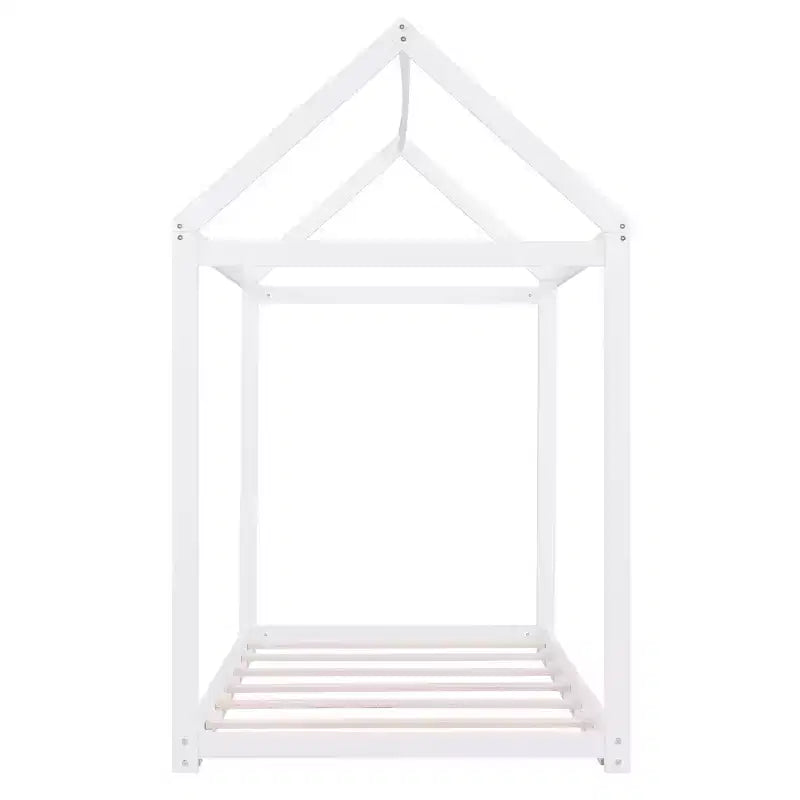 TUYOHW House Floor Bed Solid Pine Wood Frame,Twin Size Kids Montessori Bed with Slats Support,400lbs Capacity,No Box Spring Required