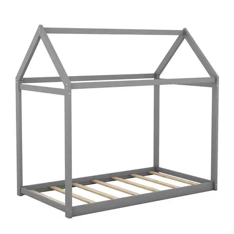 TUYOHW House Floor Bed Solid Pine Wood Frame,Twin Size Kids Montessori Bed with Slats Support,400lbs Capacity,No Box Spring Required