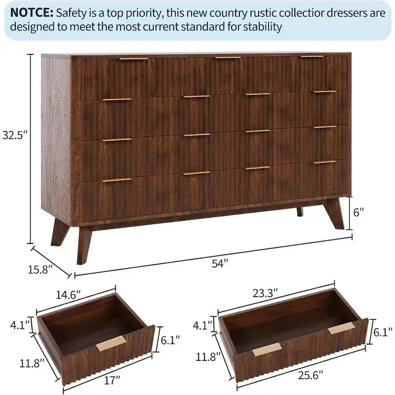 9 Drawers Dresser, 54 Wide Modern Chest of Drawers with Faux Marble Top, Large Dresser TV Stand, Wood Drawer Organizer for Living Room, Natural Oak