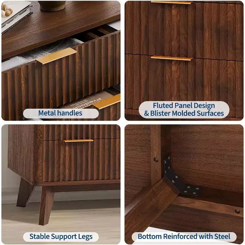 9 Drawers Dresser, 54 Wide Modern Chest of Drawers with Faux Marble Top, Large Dresser TV Stand, Wood Drawer Organizer for Living Room, Natural Oak