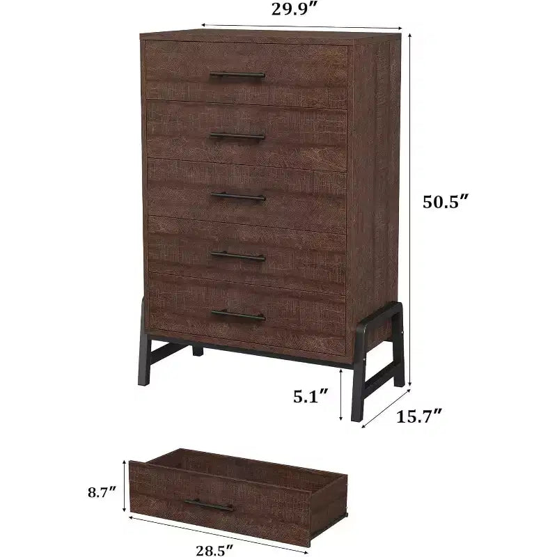Acekool 6 Drawer Dresser, 50 Inch High Storage Cabinet for Living Room