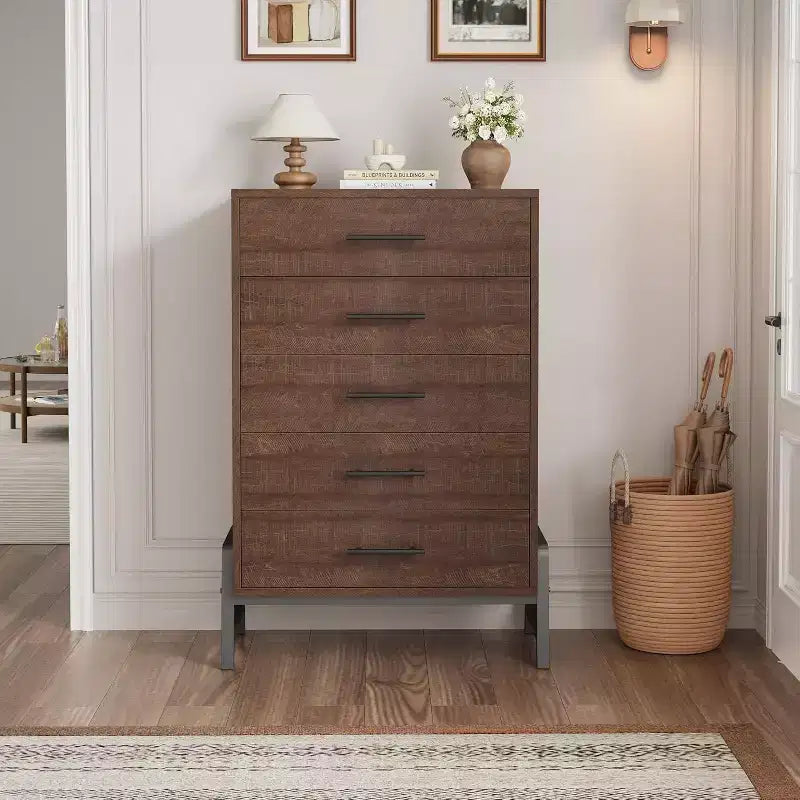 Acekool 6 Drawer Dresser, 50 Inch High Storage Cabinet for Living Room