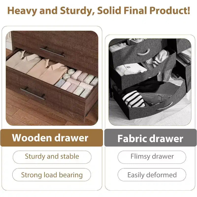 Acekool 6 Drawer Dresser, 50 Inch High Storage Cabinet for Living Room