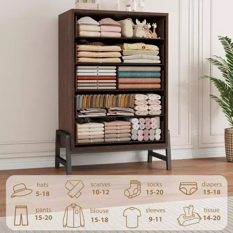 Acekool 6 Drawer Dresser, 50 Inch High Storage Cabinet for Living Room