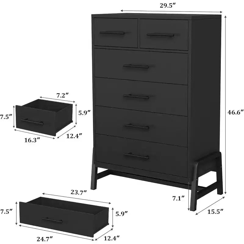 Acekool 6 Drawer Dresser, 50 Inch High Storage Cabinet for Living Room