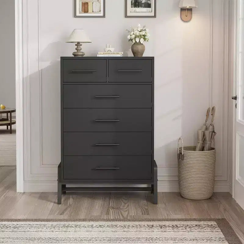 Acekool 6 Drawer Dresser, 50 Inch High Storage Cabinet for Living Room