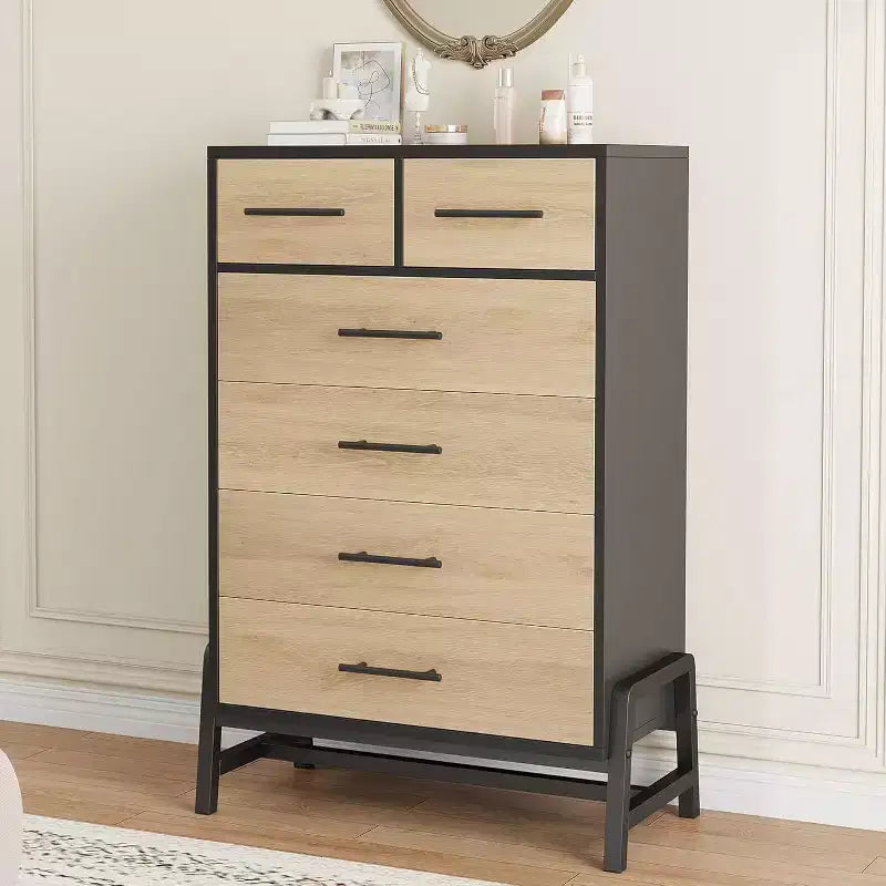 Acekool 6 Drawer Dresser, 50 Inch High Storage Cabinet for Living Room
