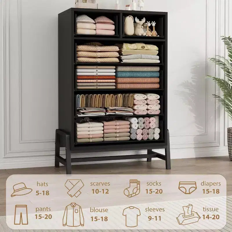 Acekool 6 Drawer Dresser, 50 Inch High Storage Cabinet for Living Room