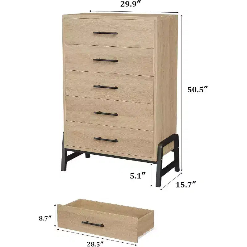 Acekool 6 Drawer Dresser, 50 Inch High Storage Cabinet for Living Room