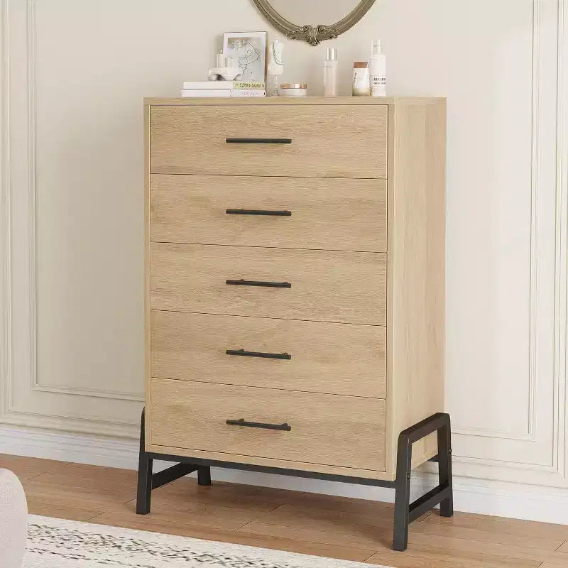 Acekool 6 Drawer Dresser, 50 Inch High Storage Cabinet for Living Room
