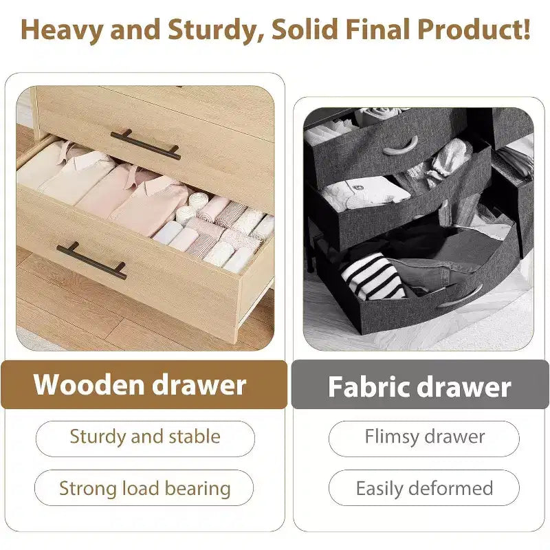 Acekool 6 Drawer Dresser, 50 Inch High Storage Cabinet for Living Room