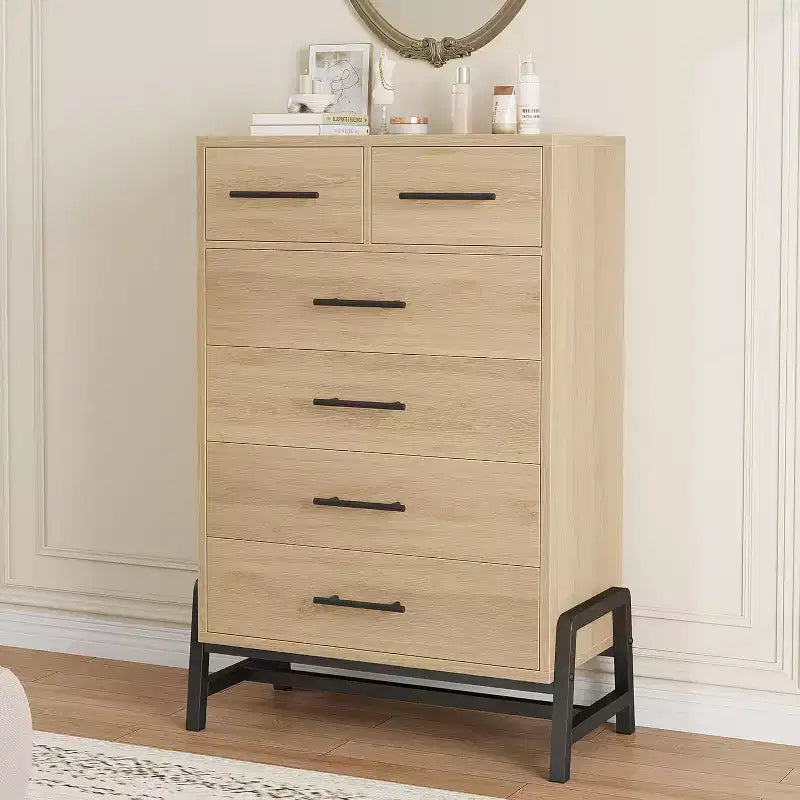 Acekool 6 Drawer Dresser, 50 Inch High Storage Cabinet for Living Room