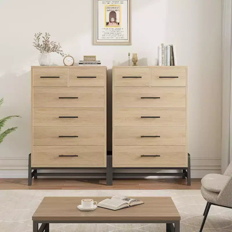 Acekool 6 Drawer Dresser, 50 Inch High Storage Cabinet for Living Room