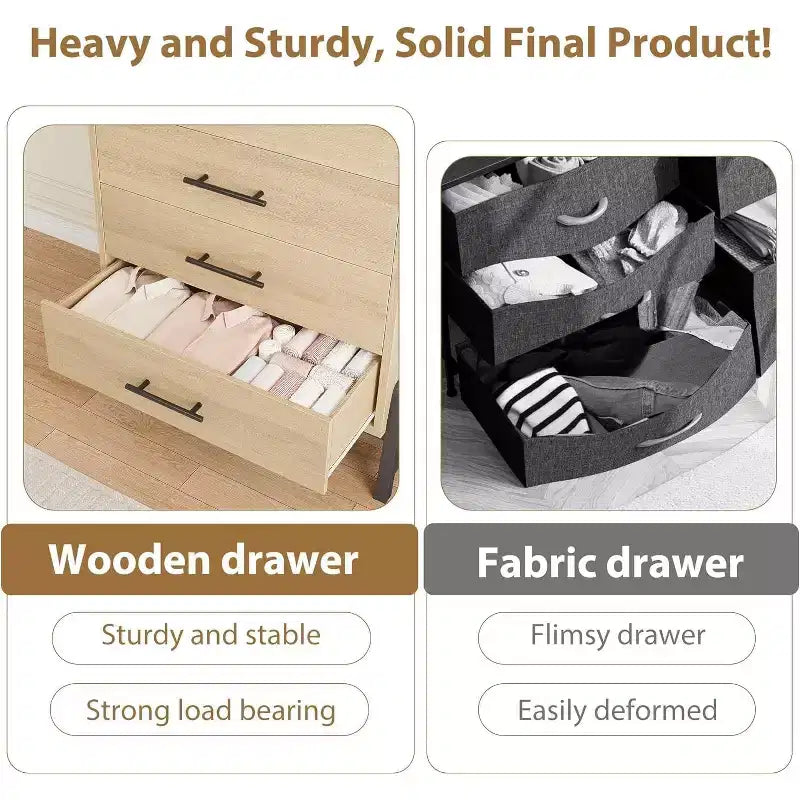 Acekool 6 Drawer Dresser, 50 Inch High Storage Cabinet for Living Room