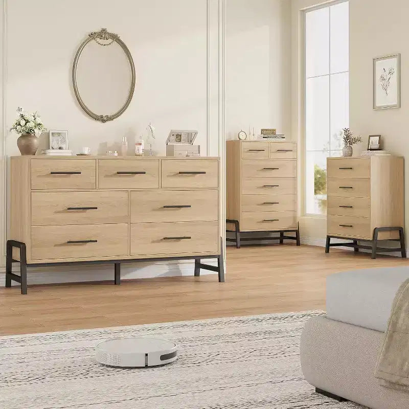 Acekool 6 Drawer Dresser, 50 Inch High Storage Cabinet for Living Room