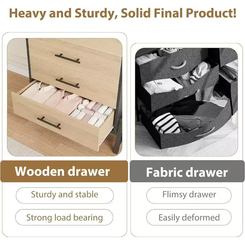 Acekool 6 Drawer Dresser, 50 Inch High Storage Cabinet for Living Room
