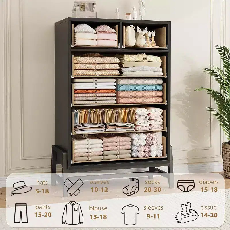 Acekool 6 Drawer Dresser, 50 Inch High Storage Cabinet for Living Room