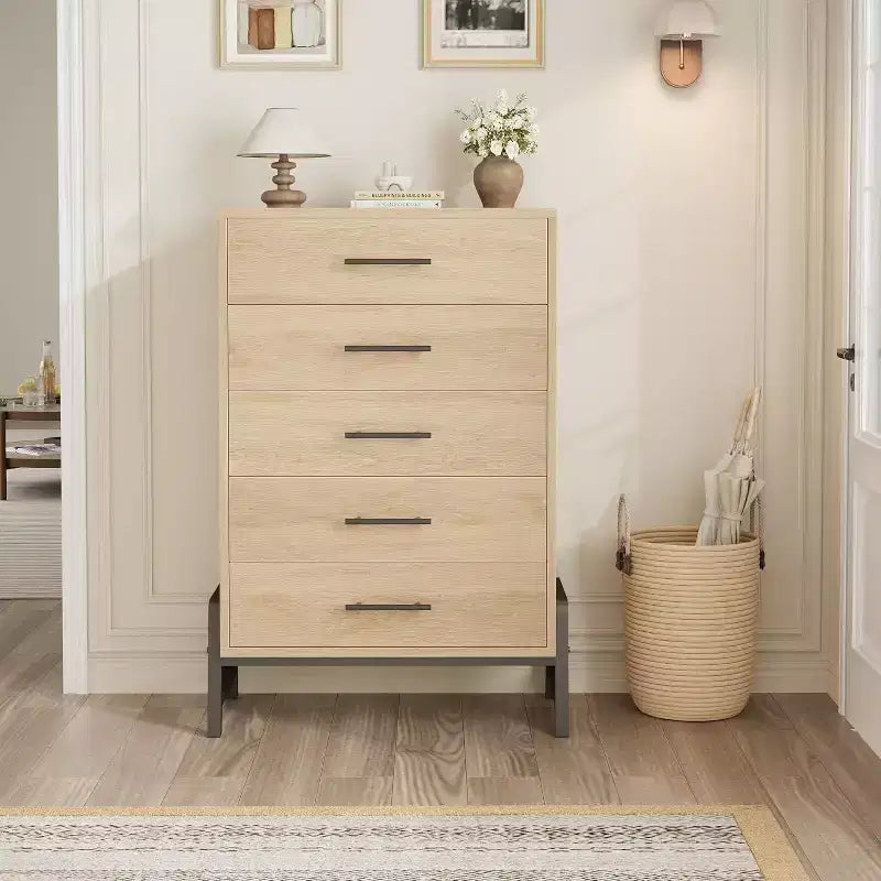 Acekool 6 Drawer Dresser, 50 Inch High Storage Cabinet for Living Room