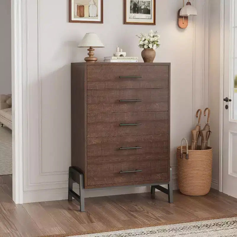 Acekool 6 Drawer Dresser, 50 Inch High Storage Cabinet for Living Room