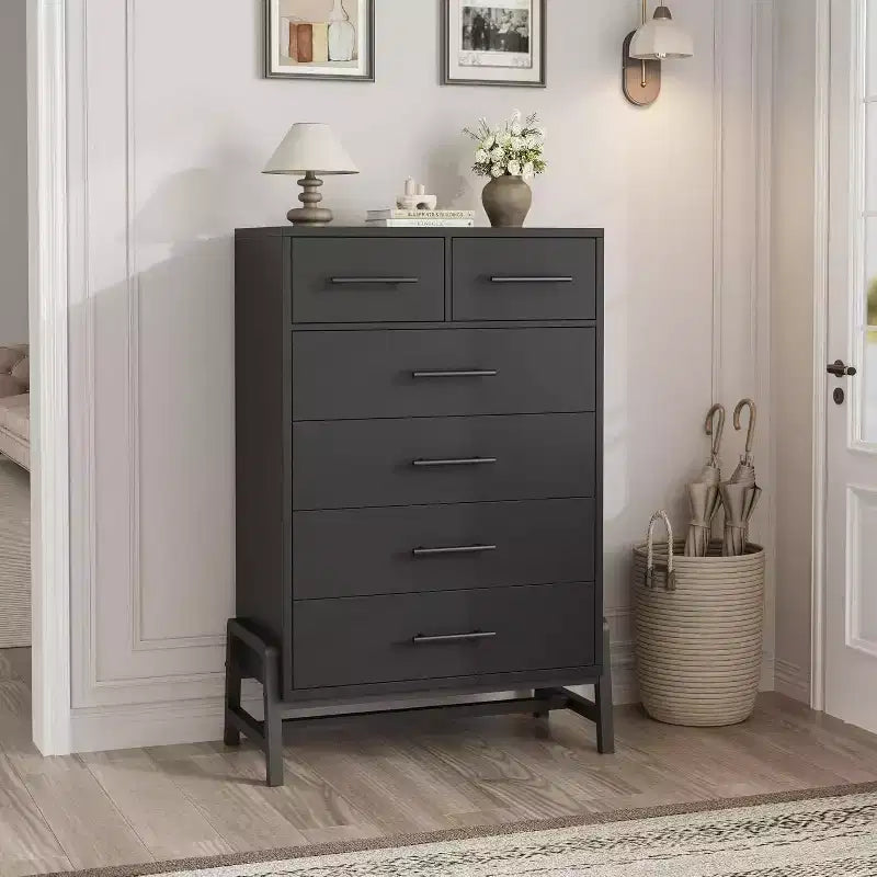 Acekool 6 Drawer Dresser, 50 Inch High Storage Cabinet for Living Room