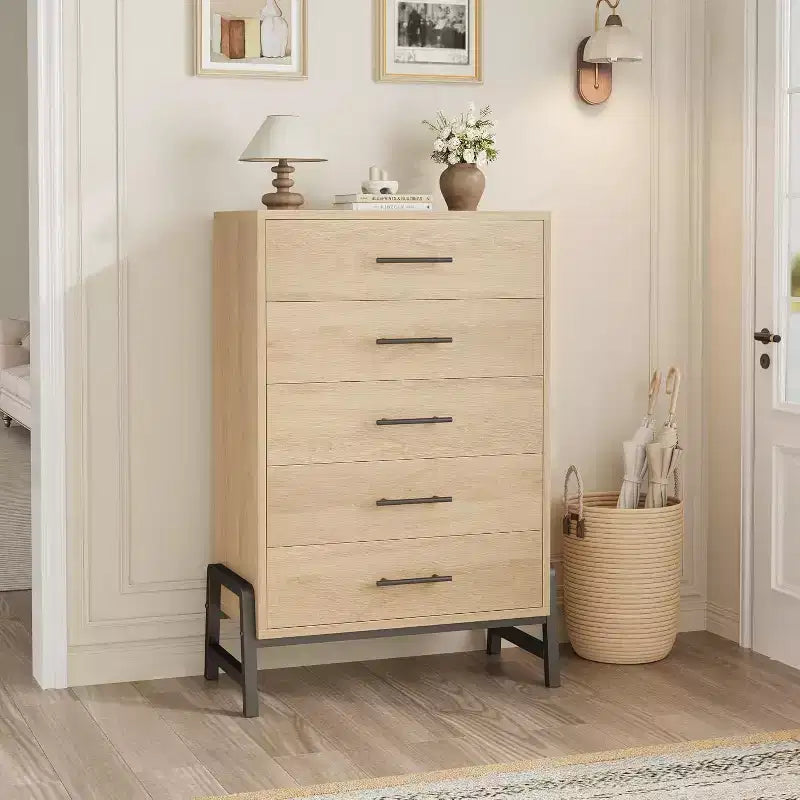 Acekool 6 Drawer Dresser, 50 Inch High Storage Cabinet for Living Room