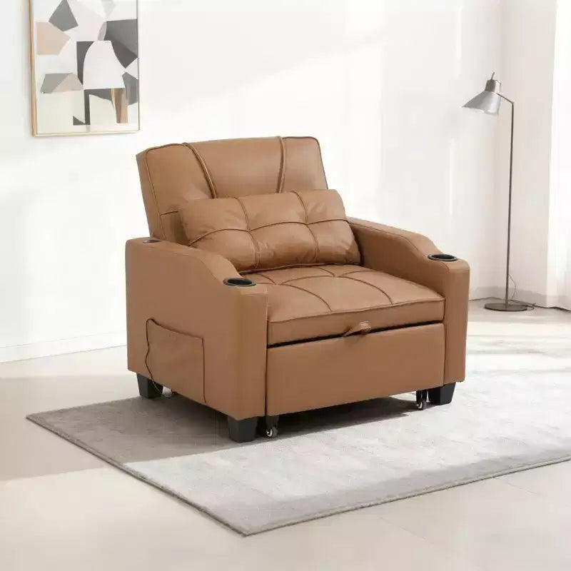 Garvee 3-in-1 Convertible Sleeper Chair Bed - Sofa Bed with Adjustable Backrest, USB Charging, Cup Holders & Side Pockets,for Living Rooms & Bedrooms