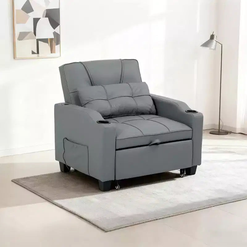 Garvee 3-in-1 Convertible Sleeper Chair Bed - Sofa Bed with Adjustable Backrest, USB Charging, Cup Holders & Side Pockets,for Living Rooms & Bedrooms