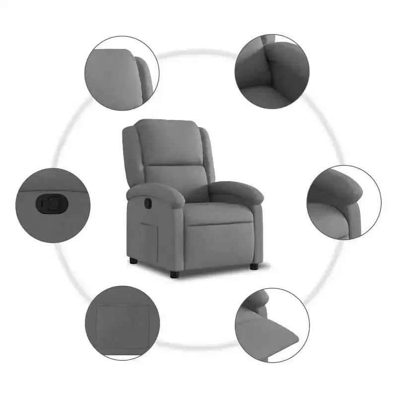 vidaXL Recliner Chair Wingback Reclining Push Armchair for Elderly Fabric - Dark Gray Manual Push Back No Massage